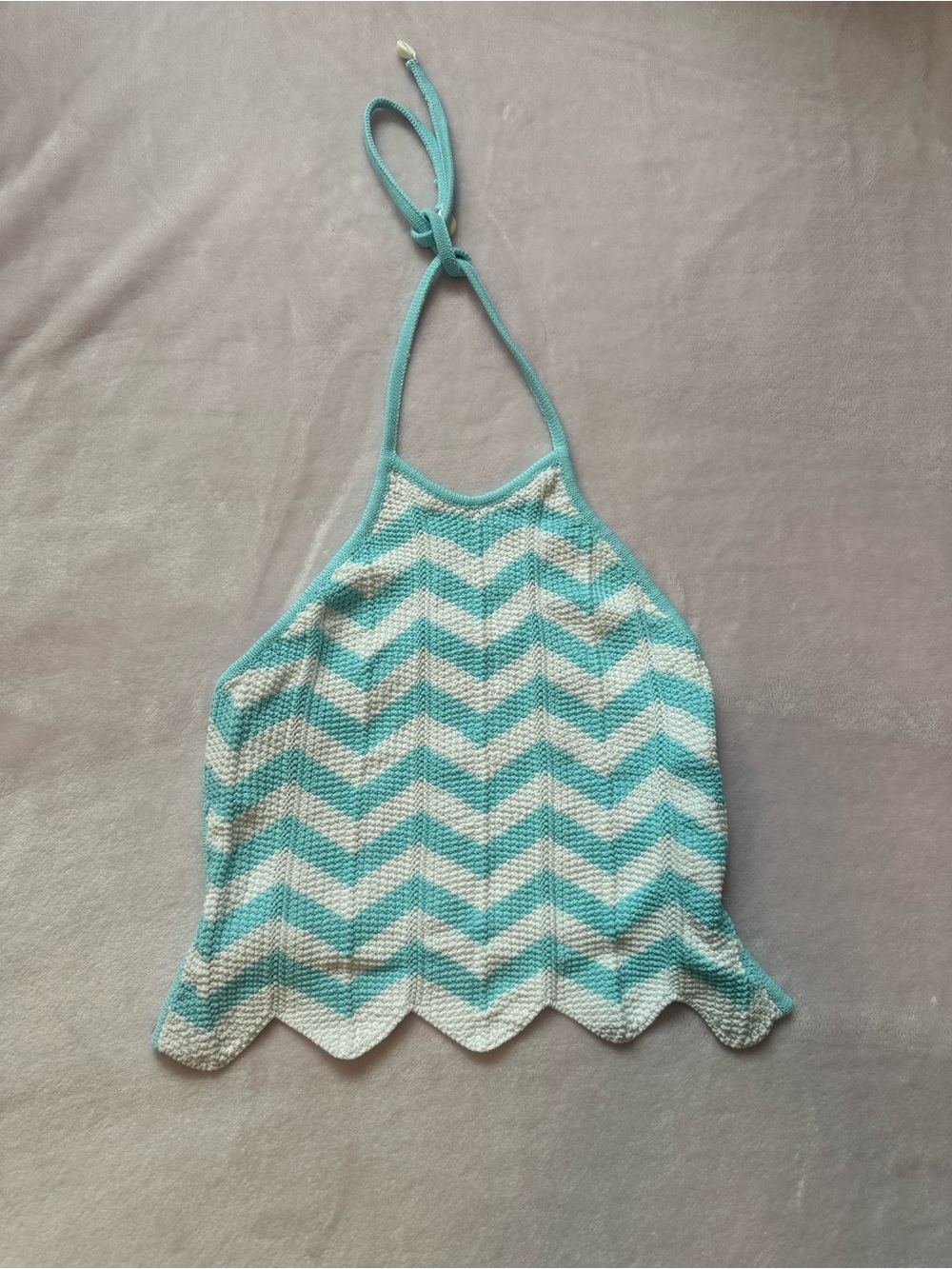 Kulani Kinis Aqua Chevron Halter Crop Top